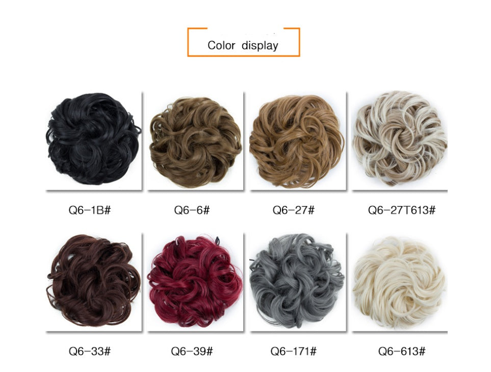 Europe, Japan, and South Korea popular hair bun fluffy natural drawstring curly hair ball head hair ring hair set female hair accessories chemical fiber hair Europe, Japan, and South Korea popular hair bun fluffy natural drawstring curly hair ball head hair ring hair set female hair accessories chemical fiber hair